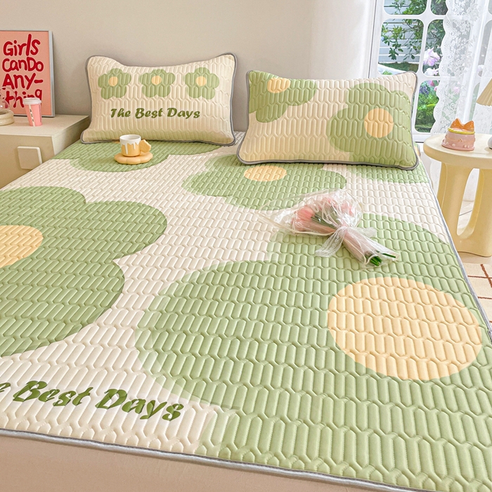 91家纺网 家纺一手货源 找家纺 川悦生活 2026春夏新款凉感丝凉席凉席席子 绿意花哆