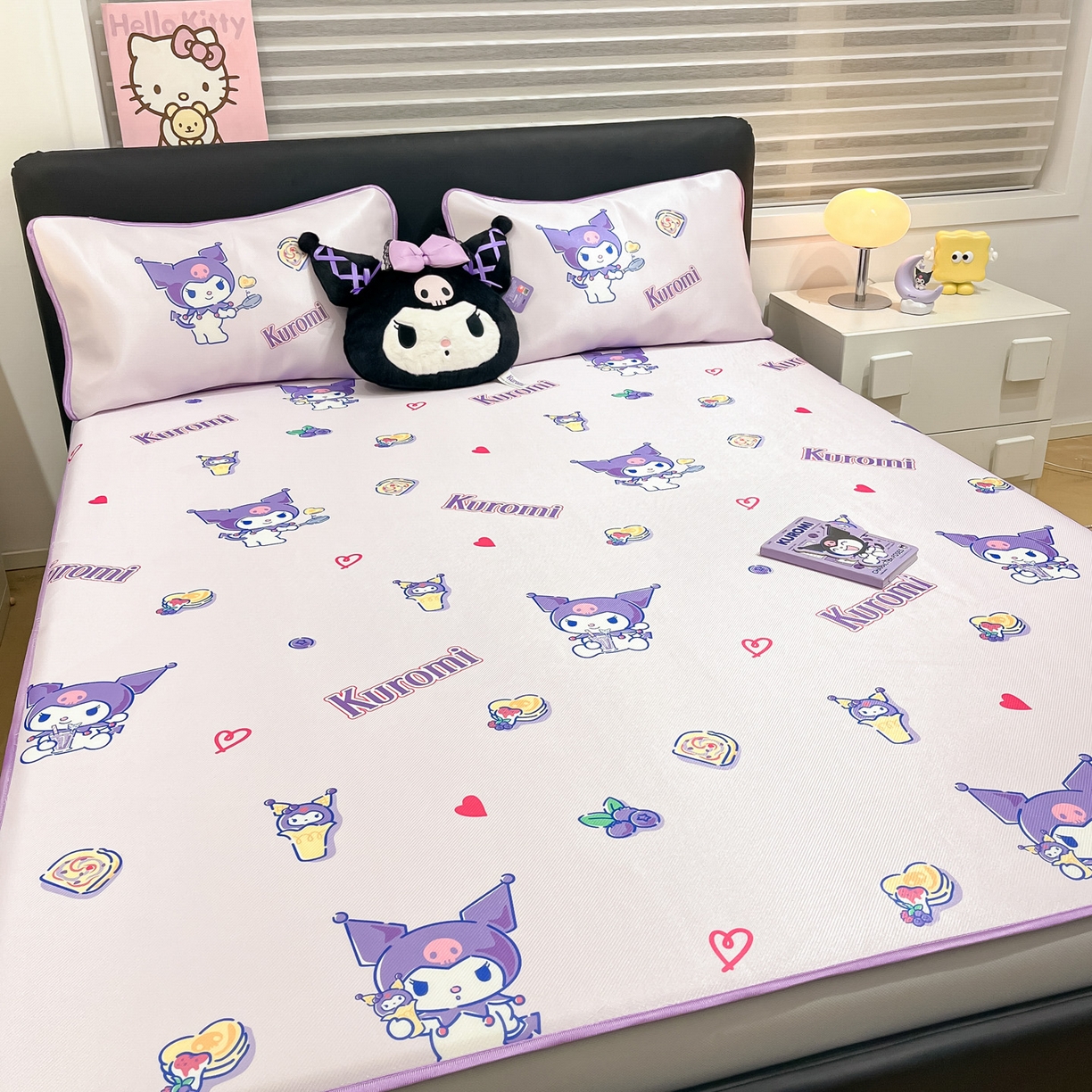 91家纺网 家纺一手货源 找家纺 暮思家居 2026新款三丽鸥正版授权数码印花A类可机洗1200D冰丝凉席三件套床笠款系列 床笠款-甜甜库洛米