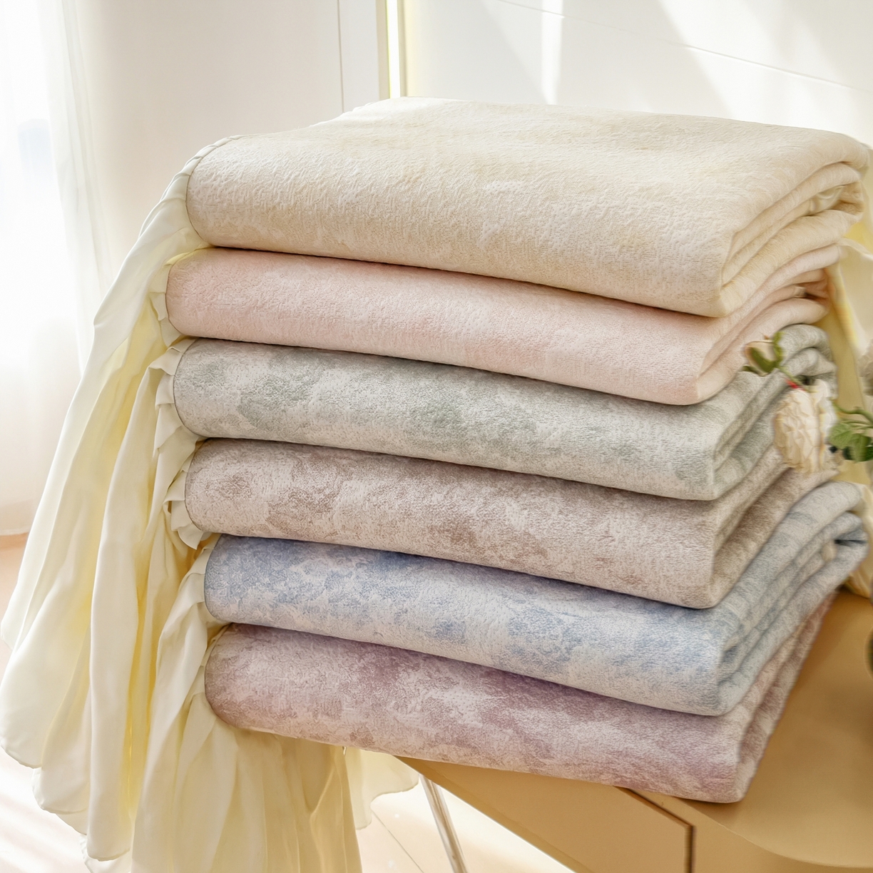 孩子王家纺 2026新款法式风冰豆豆凉席夏天冰丝席凉感值过0.21夏季可机洗家用软席床裙款A 组合图仅供展示-不可下单