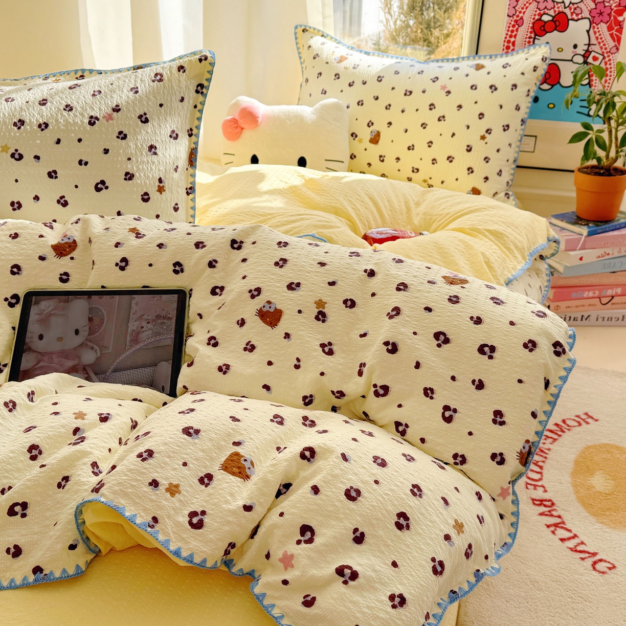 （总）玉海棠家纺 2026新款高品质A类泡芙纱甜栗贝壳边套件系列-小红书推荐（110g）