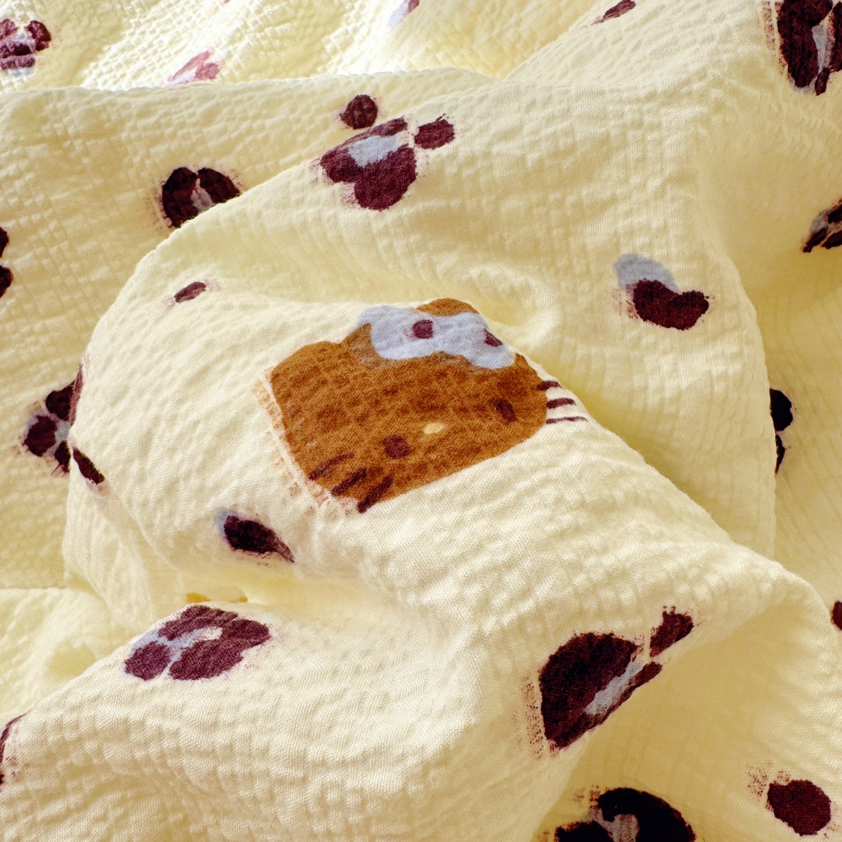 91家纺网 家纺一手货源 找家纺 （总）玉海棠家纺 2026新款高品质A类泡芙纱甜栗贝壳边套件系列-小红书推荐（110g）