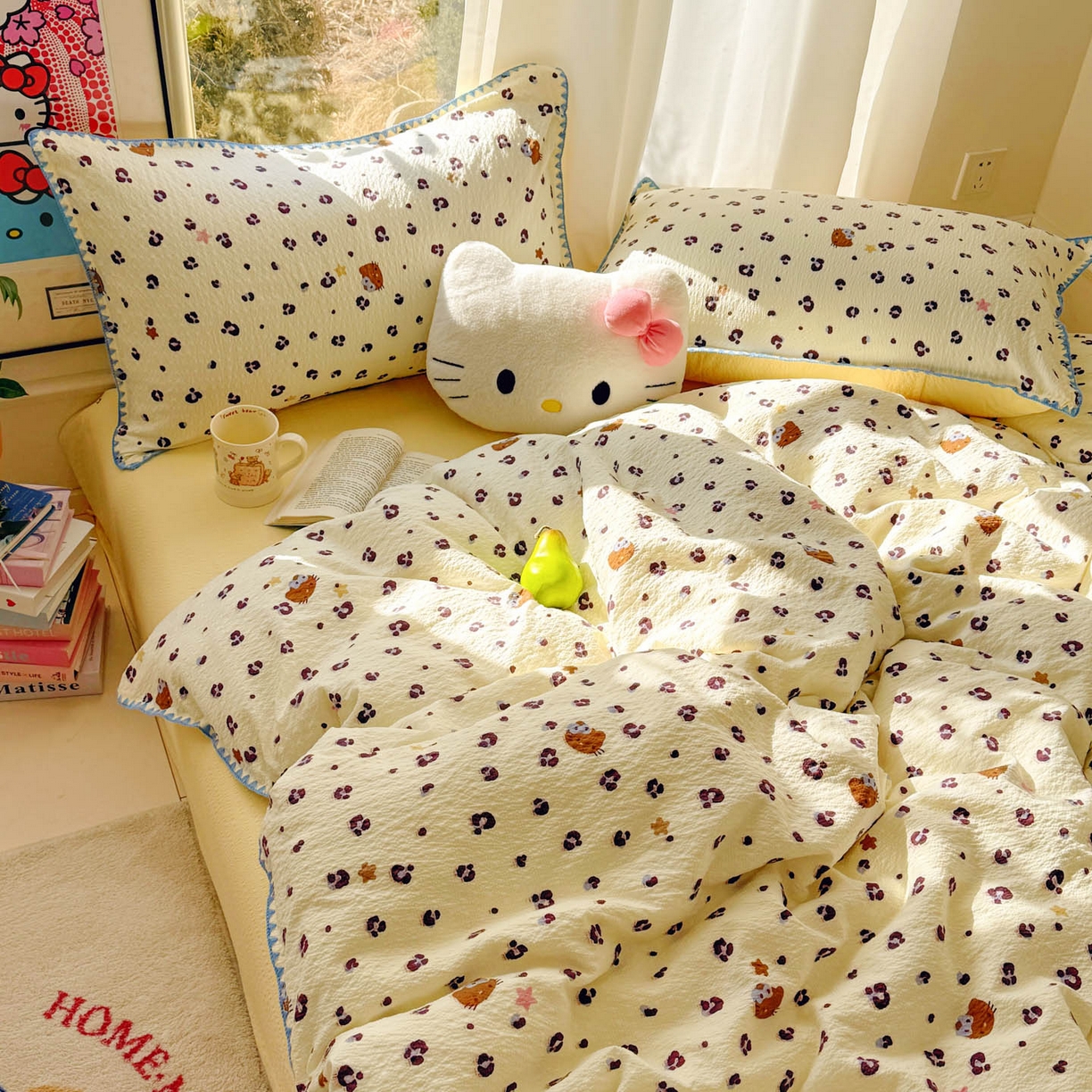 91家纺网 家纺一手货源 找家纺 （总）玉海棠家纺 2026新款高品质A类泡芙纱甜栗贝壳边套件系列-小红书推荐（110g）