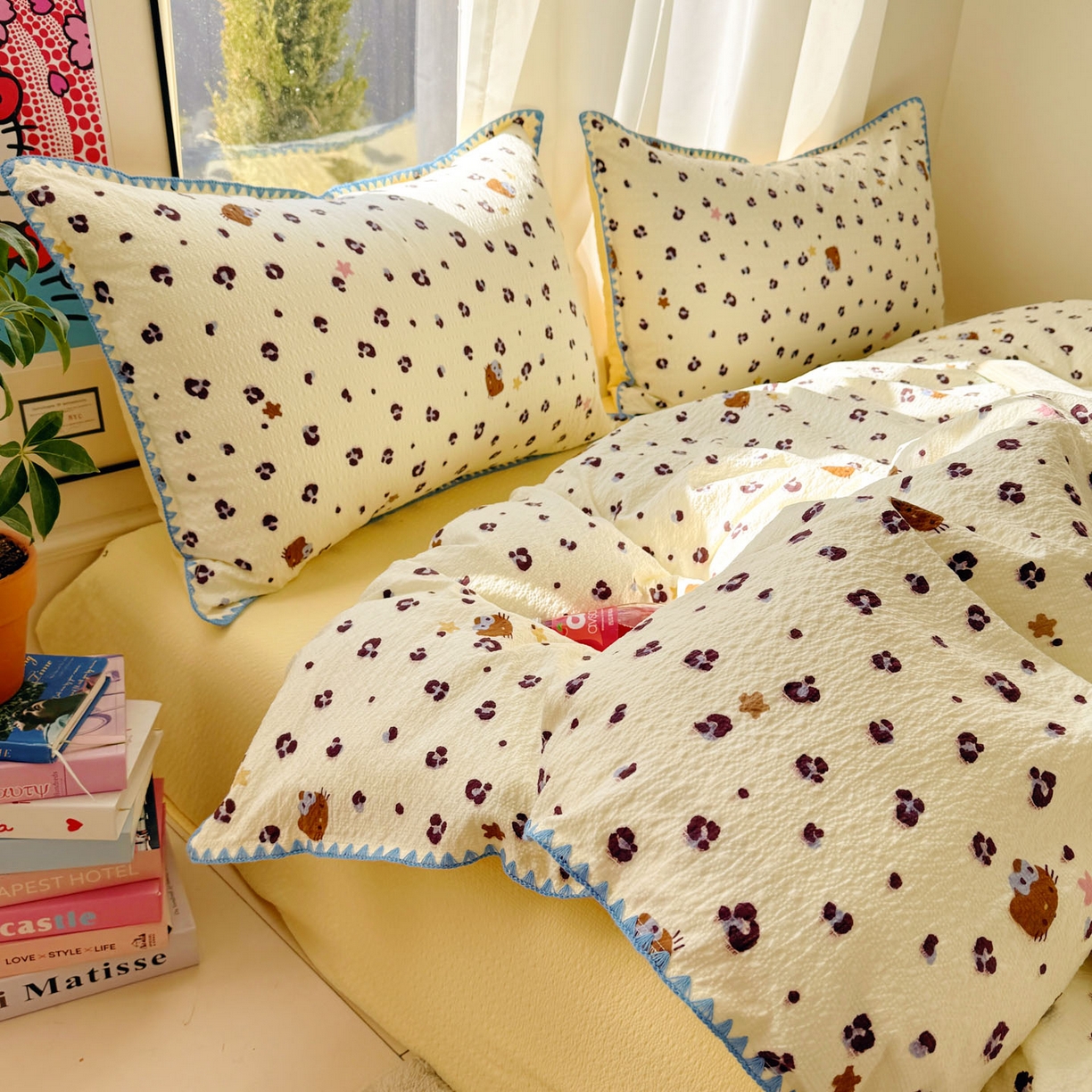 91家纺网 家纺一手货源 找家纺 （总）玉海棠家纺 2026新款高品质A类泡芙纱甜栗贝壳边套件系列-小红书推荐（110g）