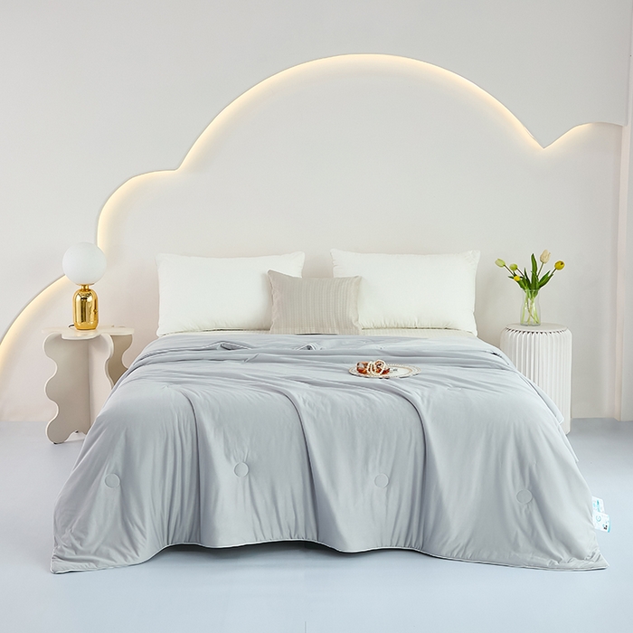 91家纺网 家纺一手货源 找家纺 美丽折家纺 2026新款A类氨纶凉感天丝夏被子被芯冰激凌夏被西瓜凉感丝 冰川灰