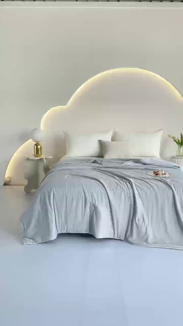 91家纺网 家纺一手货源 找家纺 美丽折家纺 2026新款A类氨纶凉感天丝夏被子被芯冰激凌夏被西瓜凉感丝 冰川灰