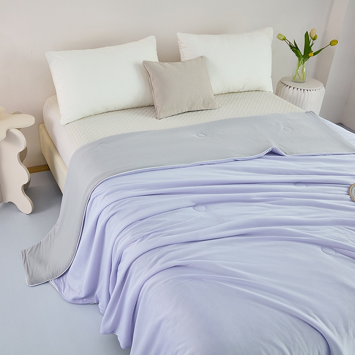 91家纺网 家纺一手货源 找家纺 美丽折家纺 2026新款A类氨纶凉感天丝夏被子被芯冰激凌夏被西瓜凉感丝 丁香紫