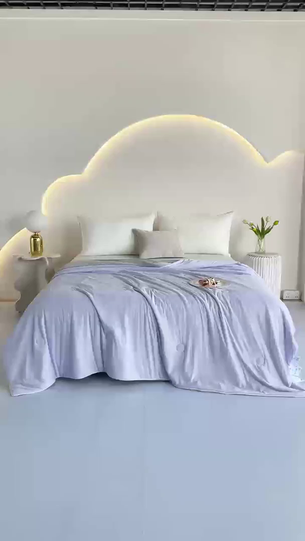 91家纺网 家纺一手货源 找家纺 美丽折家纺 2026新款A类氨纶凉感天丝夏被子被芯冰激凌夏被西瓜凉感丝 丁香紫