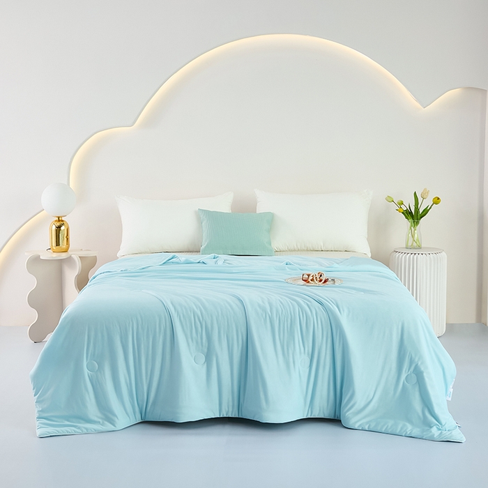 91家纺网 家纺一手货源 找家纺 美丽折家纺 2026新款A类氨纶凉感天丝夏被子被芯冰激凌夏被西瓜凉感丝 极光蓝