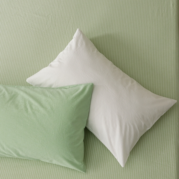 91家纺网 家纺一手货源 找家纺 棉眠 2026新款调色盘水洗棉混搭单品系列-单枕套 糖果绿