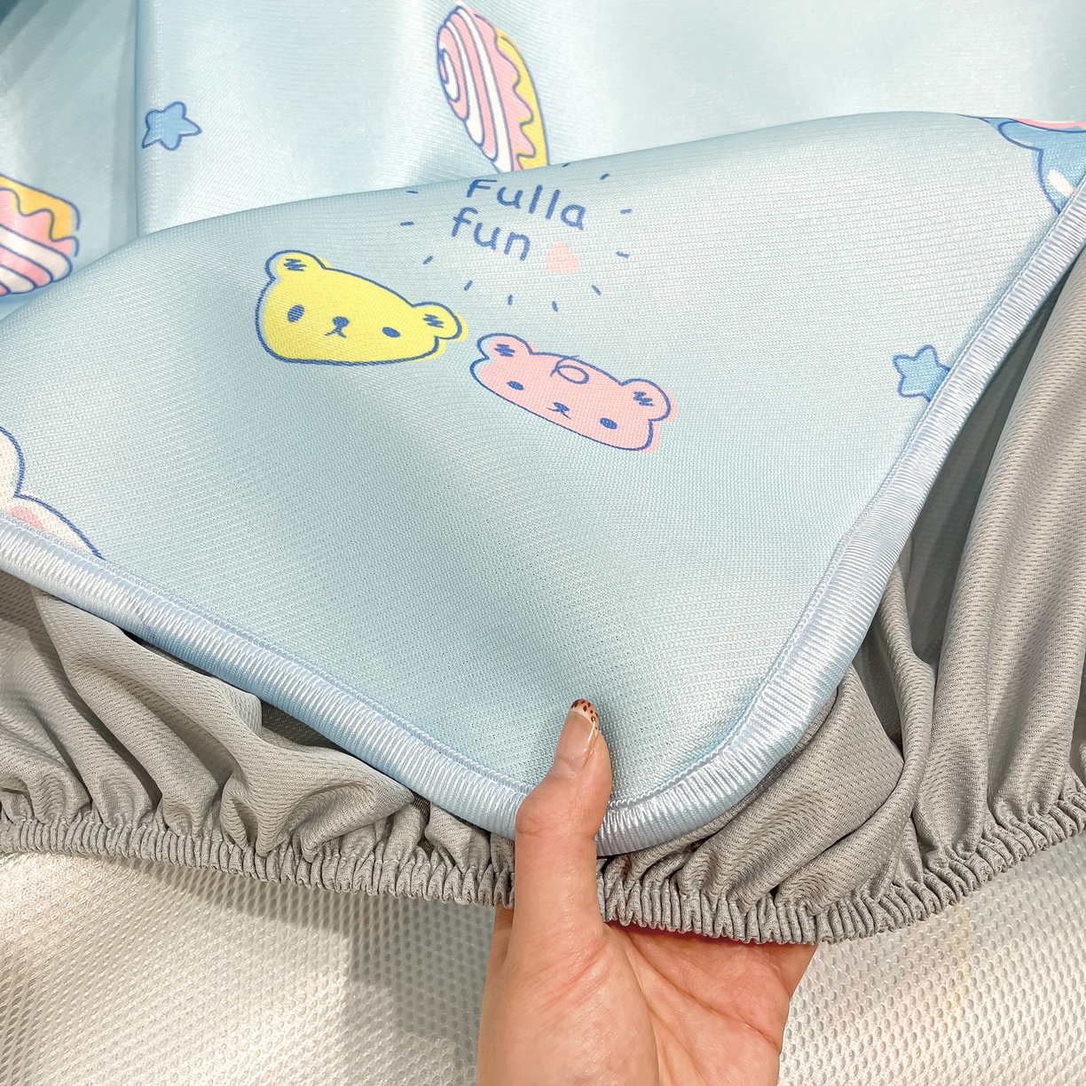 91家纺网 家纺一手货源 找家纺 暮思家居 2026新款三丽鸥正版授权数码印花A类可机洗1200D冰丝凉席三件套床笠款系列 床笠款-云朵大耳狗