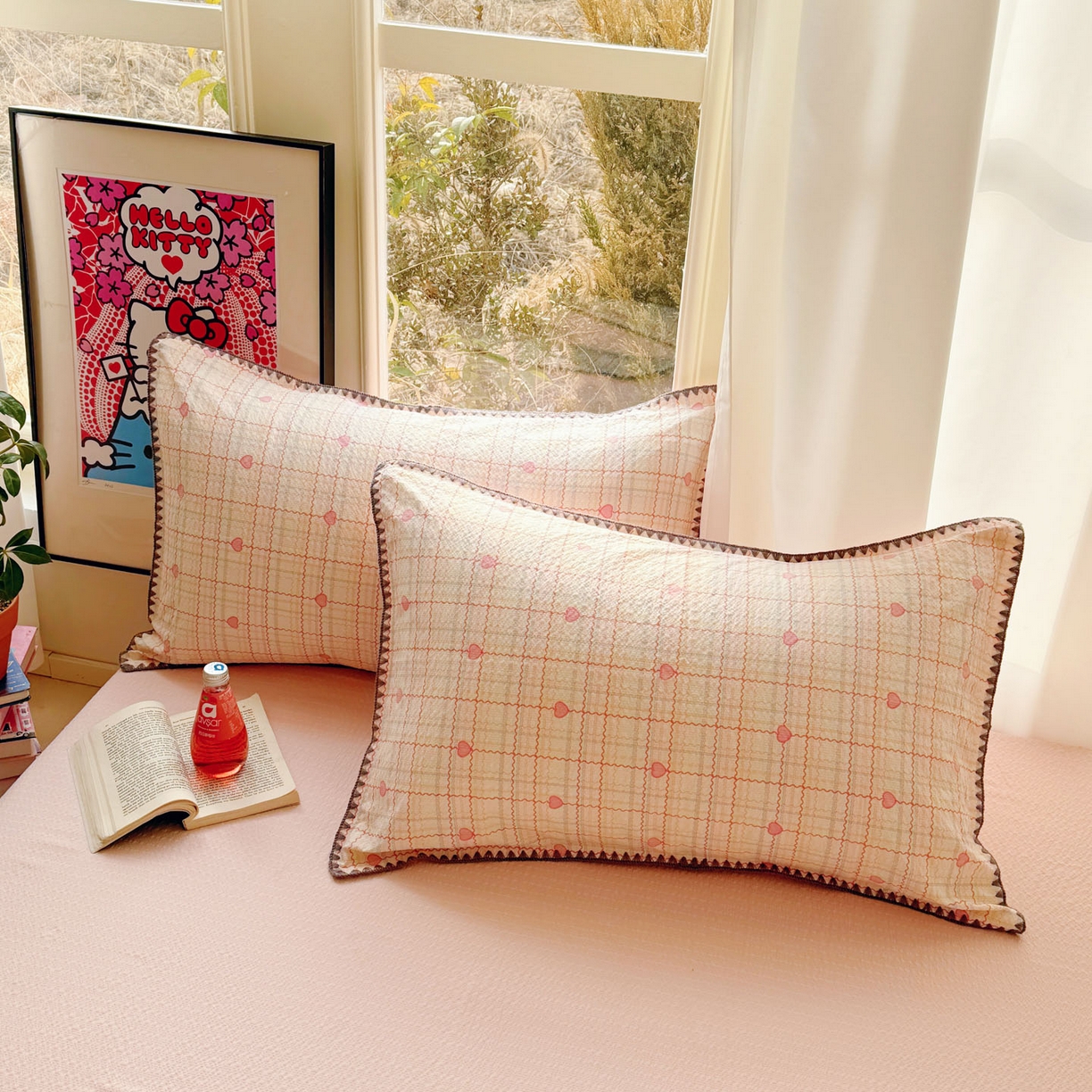 91家纺网 家纺一手货源 找家纺 玉海棠家纺 2026新款高品质A类泡芙纱甜栗贝壳边套件系列-小红书推荐（110g） 甜栗-格格心