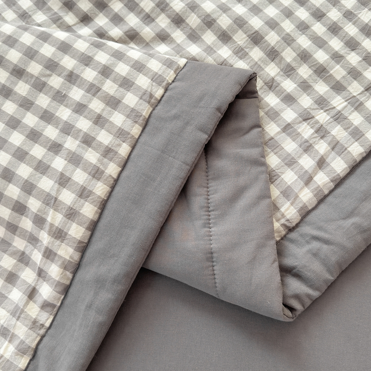 91家纺网 家纺一手货源 找家纺 雯雨家纺 2026新款A类全棉色织里外全棉夏被 灰小格