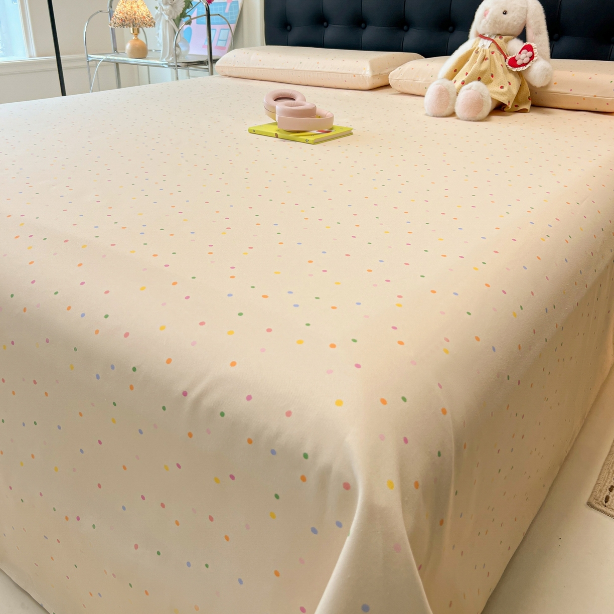 91家纺网 家纺一手货源 找家纺 韩巢家纺 2026新款老粗布床单凉席席子床单单件 波点世界【老粗布】