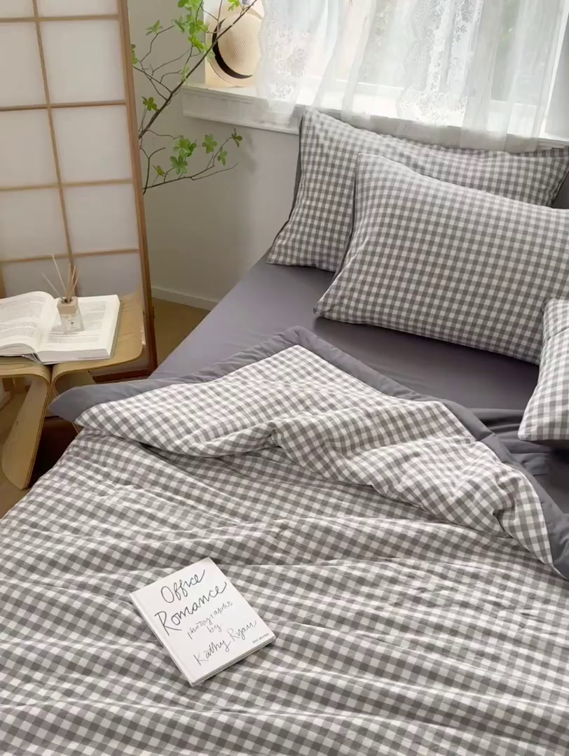 91家纺网 家纺一手货源 找家纺 雯雨家纺 2026新款A类全棉色织里外全棉夏被 灰小格