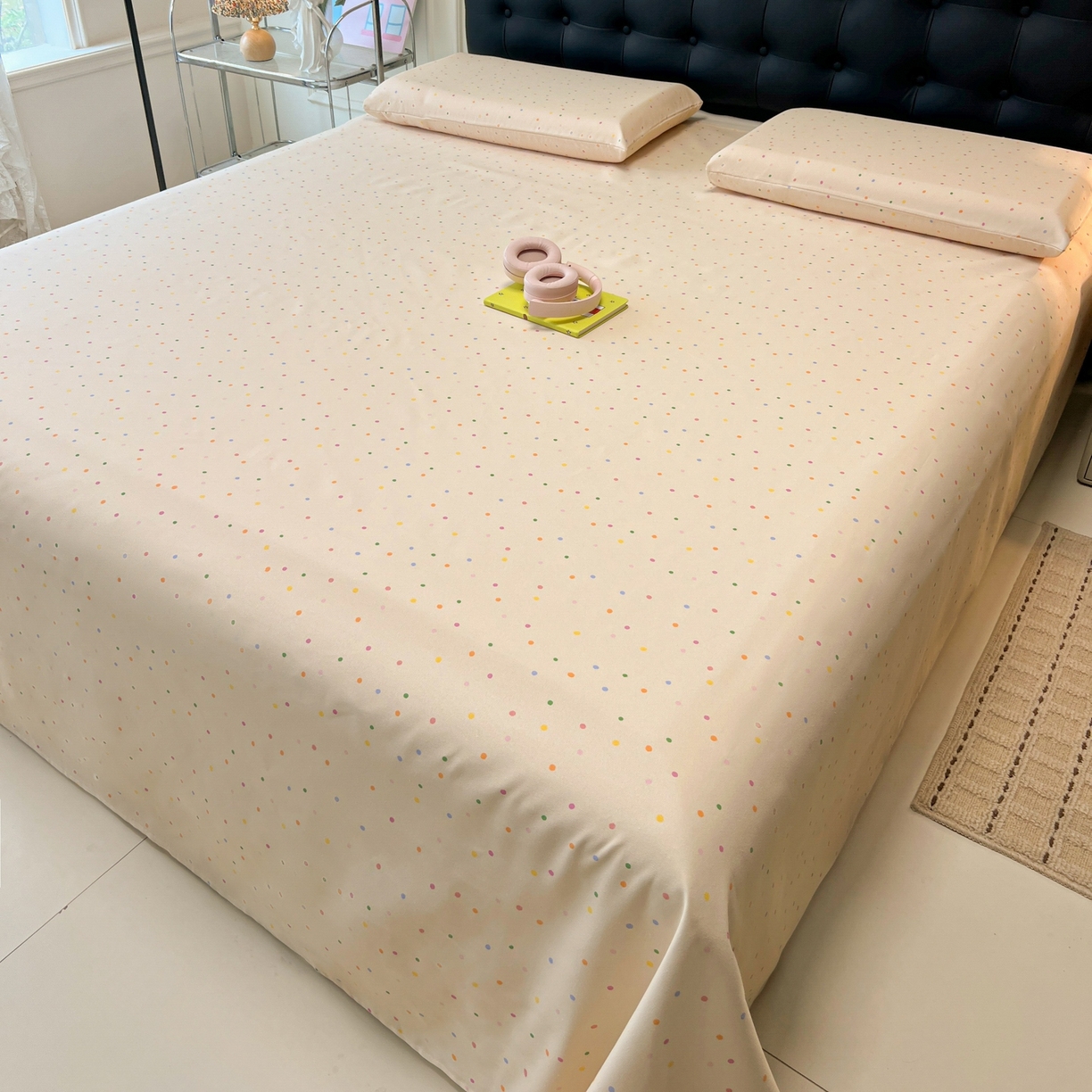 91家纺网 家纺一手货源 找家纺 韩巢家纺 2026新款老粗布床单凉席席子床单单件 波点世界【老粗布】