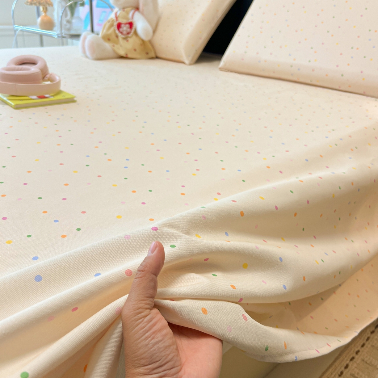 91家纺网 家纺一手货源 找家纺 韩巢家纺 2026新款老粗布床单凉席席子床单单件 波点世界【老粗布】