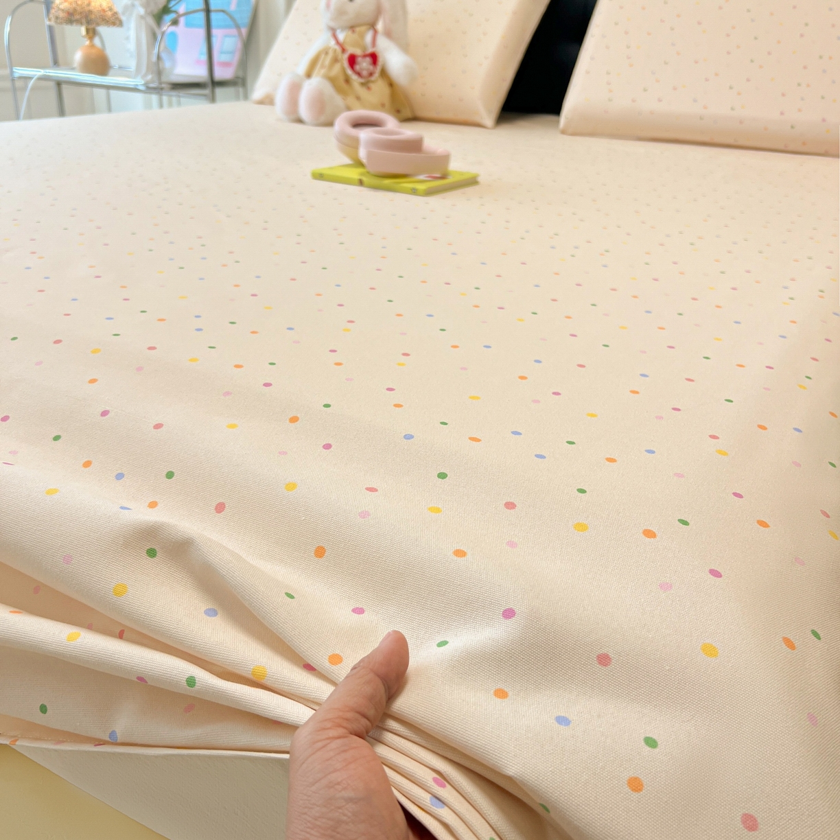 91家纺网 家纺一手货源 找家纺 韩巢家纺 2026新款老粗布床单凉席席子床单单件 波点世界【老粗布】