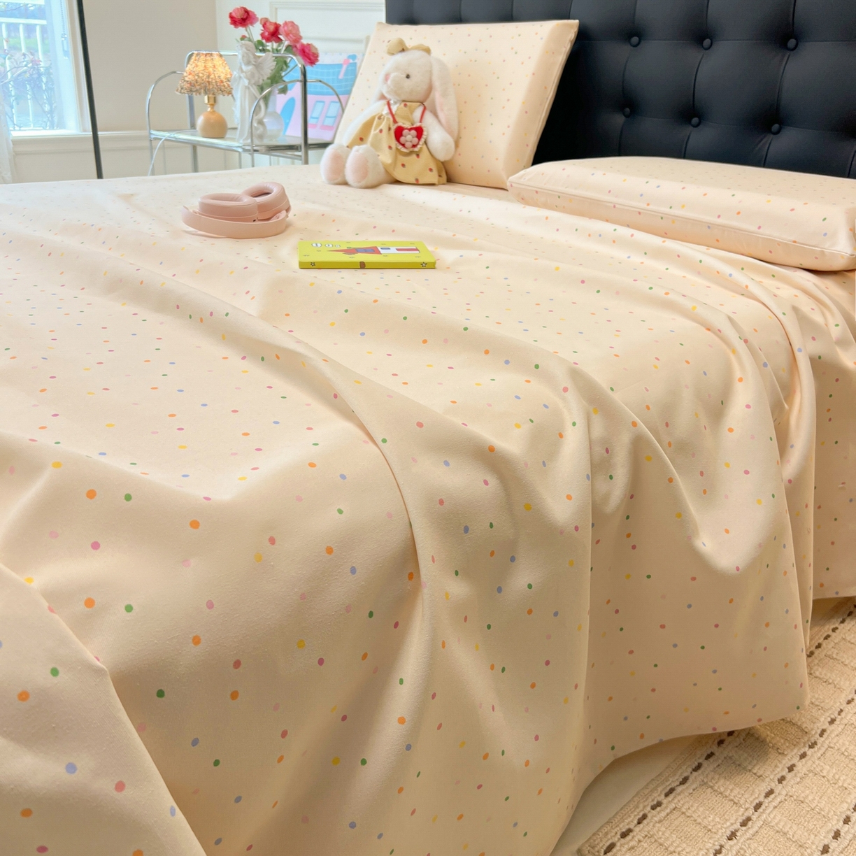 91家纺网 家纺一手货源 找家纺 韩巢家纺 2026新款老粗布床单凉席席子床单单件 波点世界【老粗布】