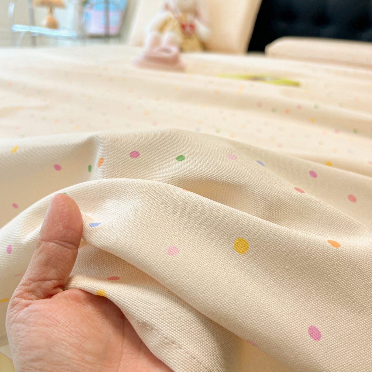 91家纺网 家纺一手货源 找家纺 韩巢家纺 2026新款老粗布床单凉席席子床单单件 波点世界【老粗布】