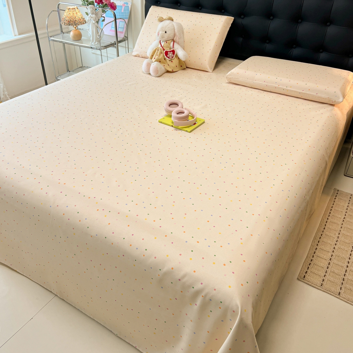 91家纺网 家纺一手货源 找家纺 韩巢家纺 2026新款老粗布床单凉席席子床单单件 波点世界【老粗布】