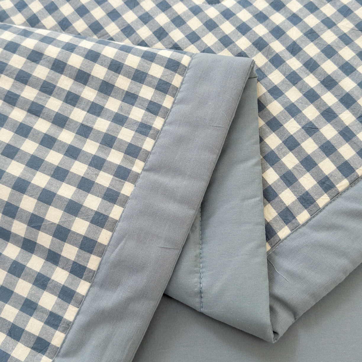 91家纺网 家纺一手货源 找家纺 雯雨家纺 2026新款A类全棉色织里外全棉夏被 蓝小格