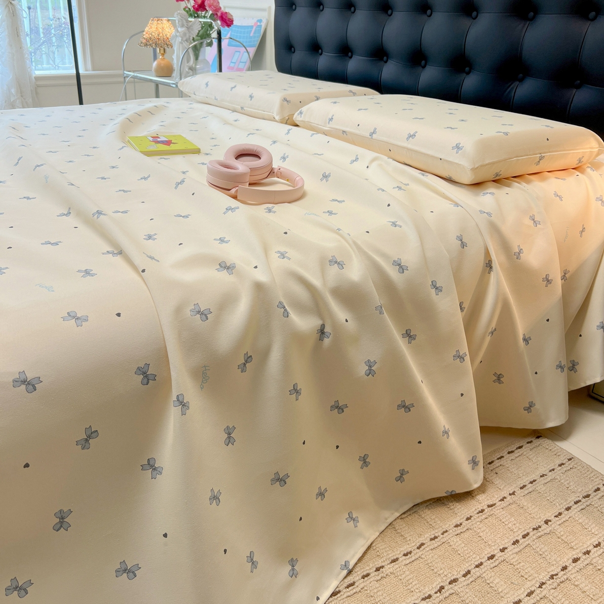 91家纺网 家纺一手货源 找家纺 韩巢家纺 2026新款老粗布床单凉席席子床单单件 兰相思【老粗布】