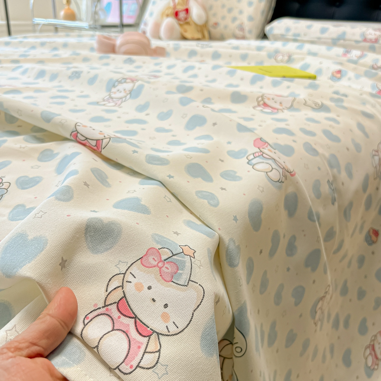 91家纺网 家纺一手货源 找家纺 韩巢家纺 2026新款老粗布床单凉席席子床单单件 蓝心凯蒂【老粗布】