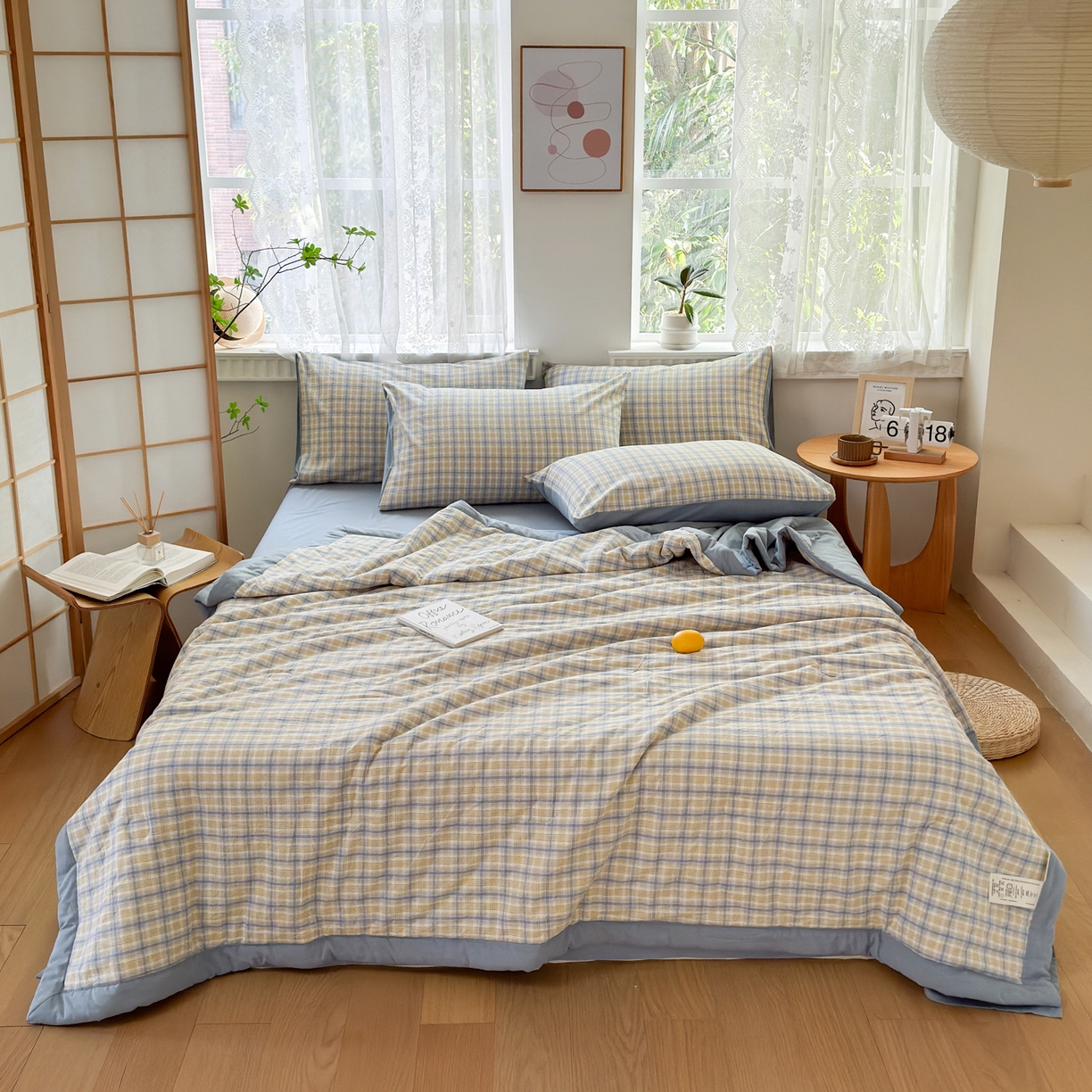 91家纺网 家纺一手货源 找家纺 雯雨家纺 2026新款A类全棉色织里外全棉夏被 米粒兰