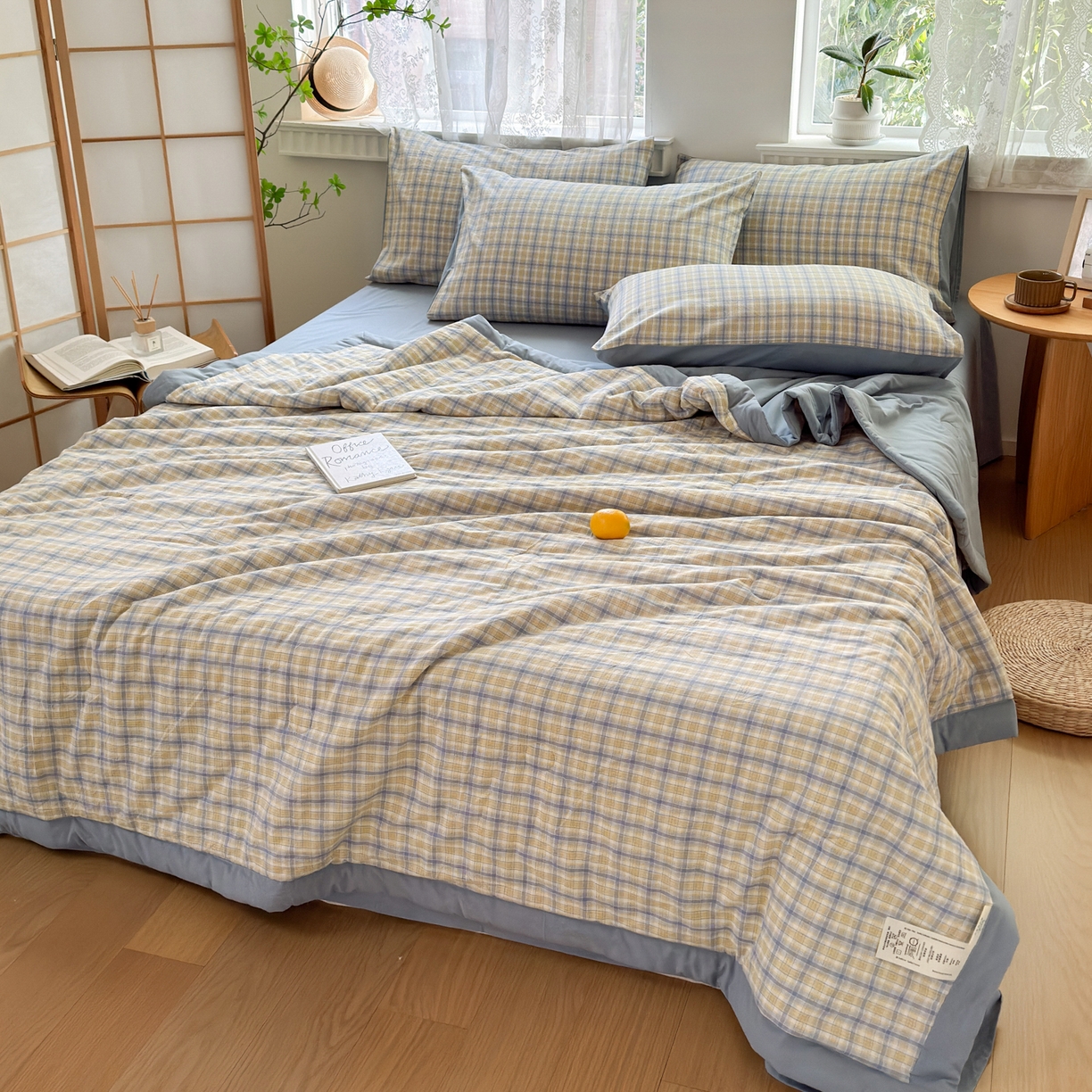 91家纺网 家纺一手货源 找家纺 雯雨家纺 2026新款A类全棉色织里外全棉夏被 米粒兰