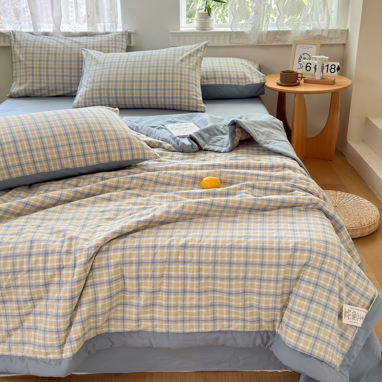 91家纺网 家纺一手货源 找家纺 雯雨家纺 2026新款A类全棉色织里外全棉夏被 米粒兰