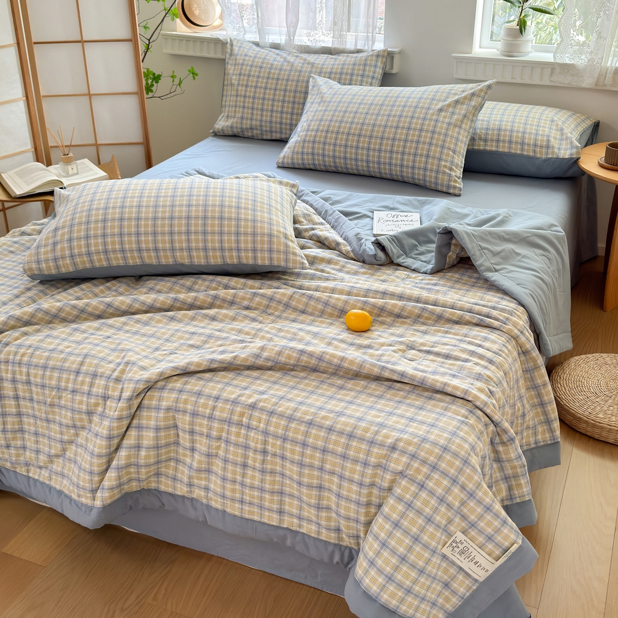 91家纺网 家纺一手货源 找家纺 雯雨家纺 2026新款A类全棉色织里外全棉夏被 米粒兰