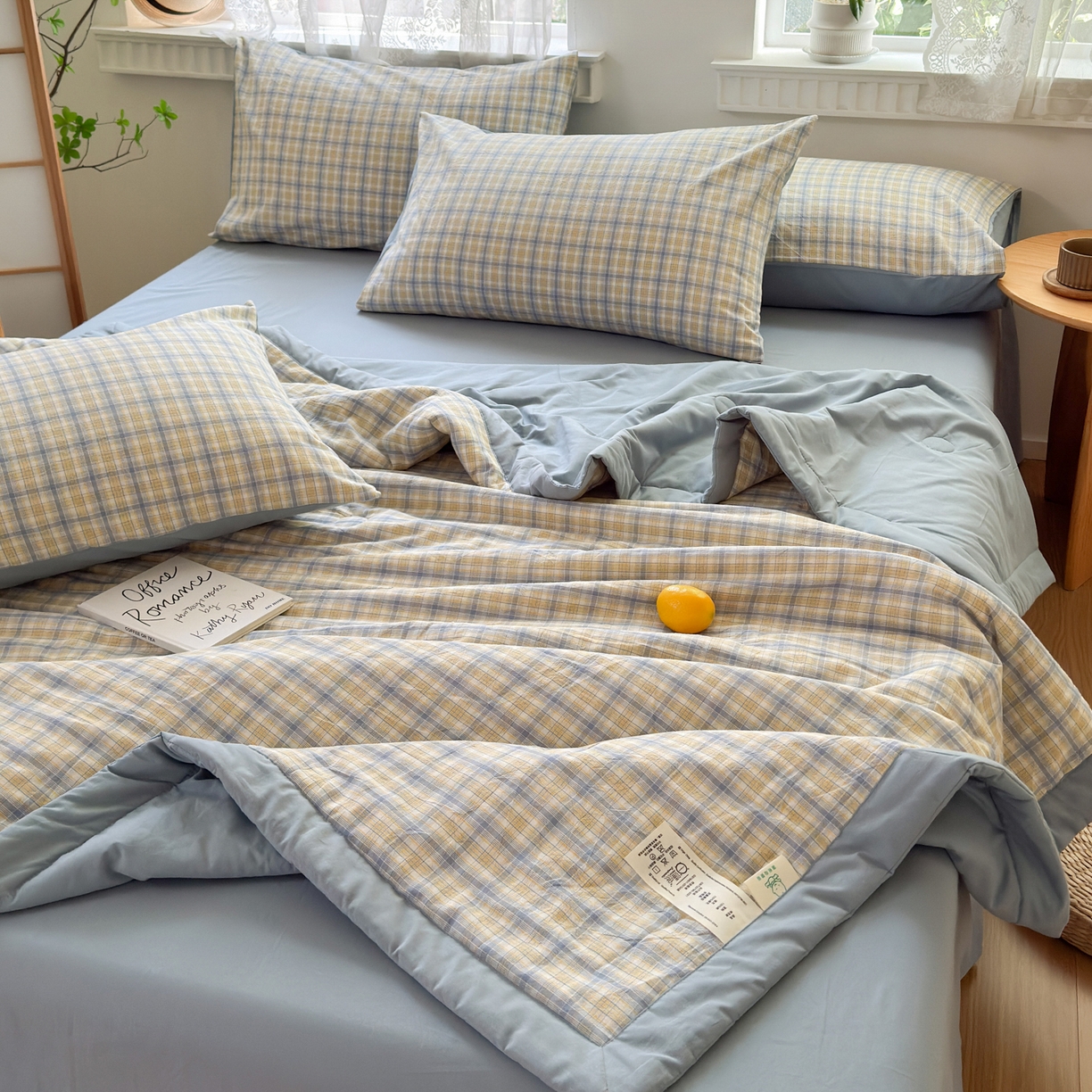 91家纺网 家纺一手货源 找家纺 雯雨家纺 2026新款A类全棉色织里外全棉夏被 米粒兰