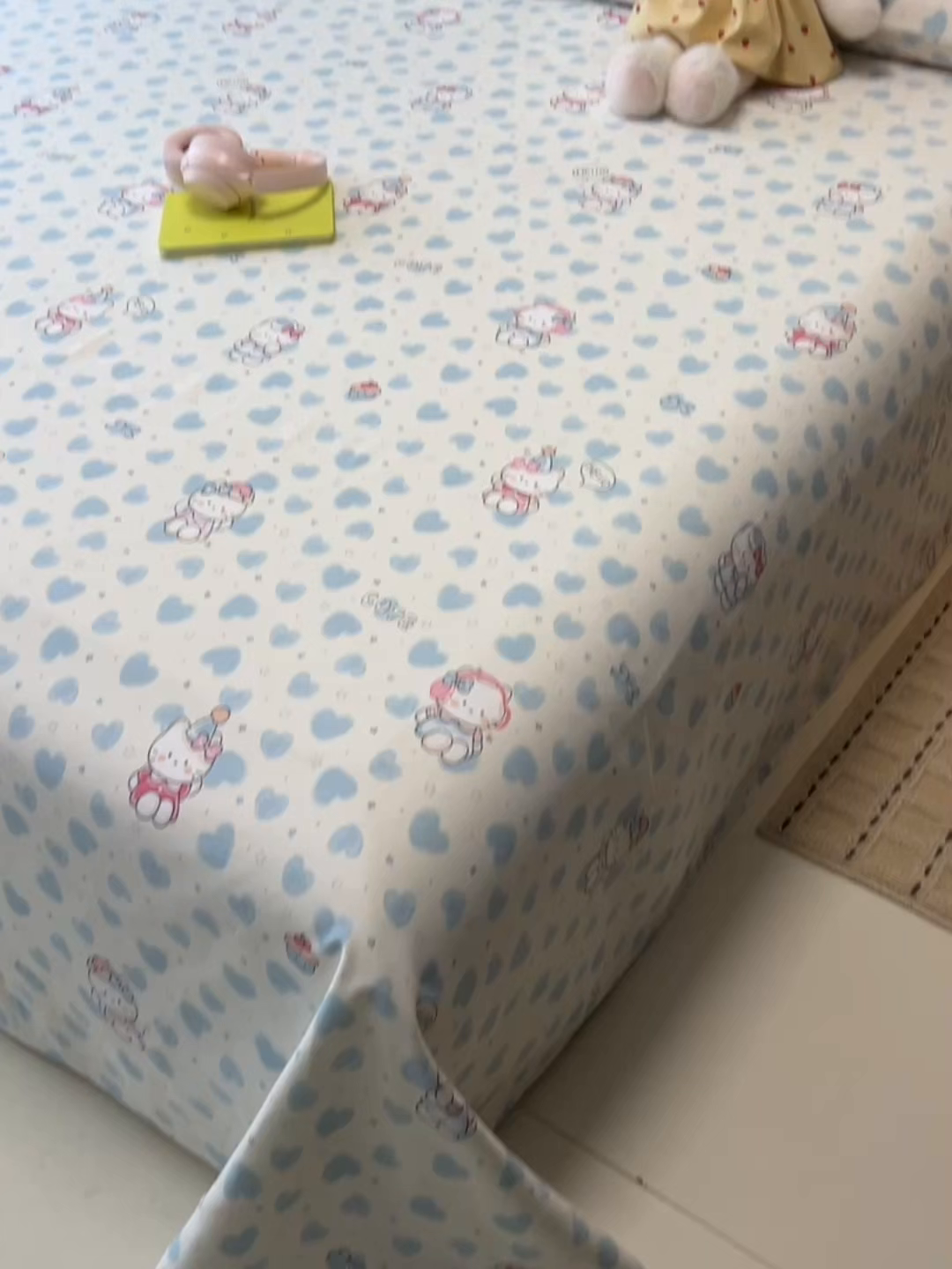 91家纺网 家纺一手货源 找家纺 韩巢家纺 2026新款老粗布床单凉席席子床单单件 蓝心凯蒂【老粗布】