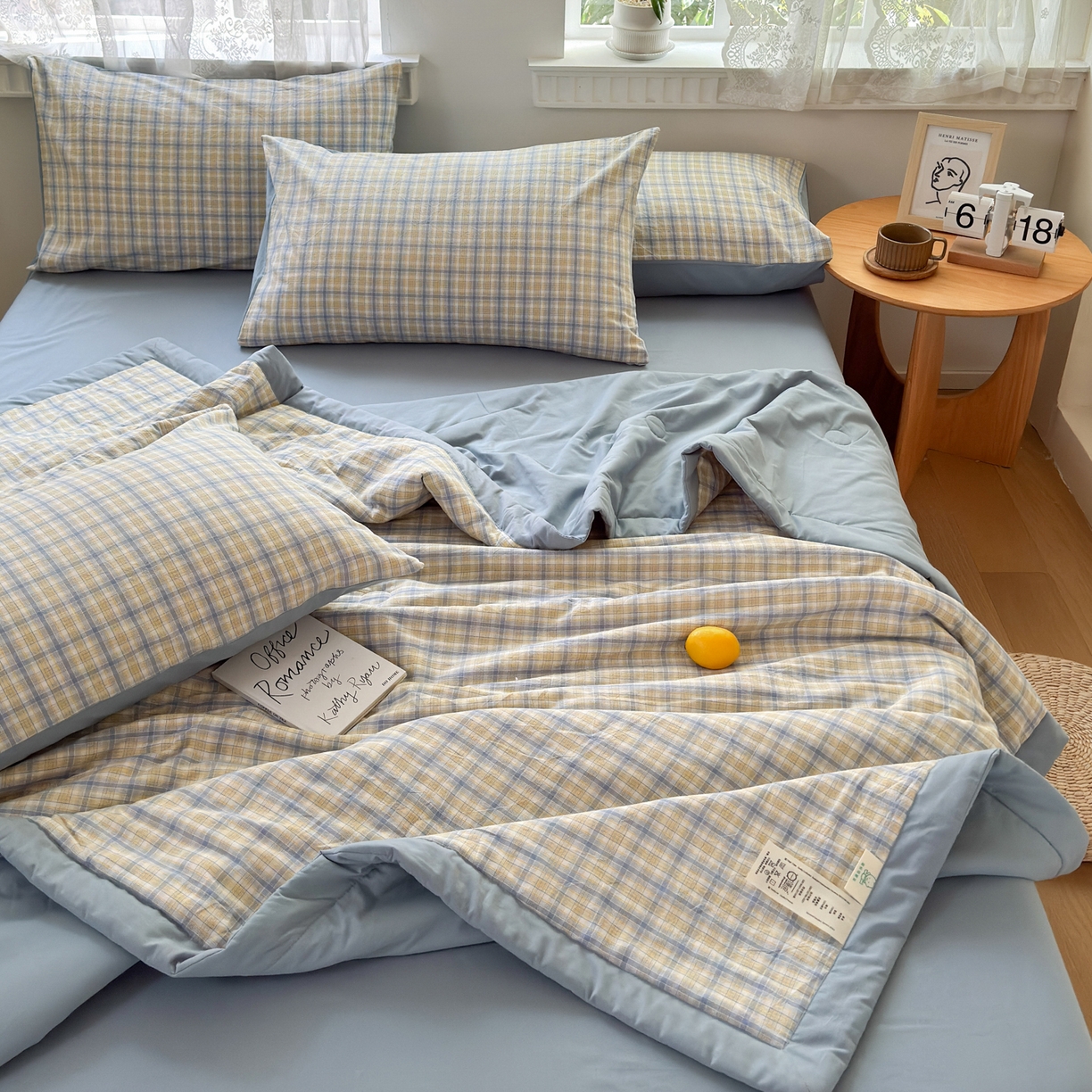 91家纺网 家纺一手货源 找家纺 雯雨家纺 2026新款A类全棉色织里外全棉夏被 米粒兰