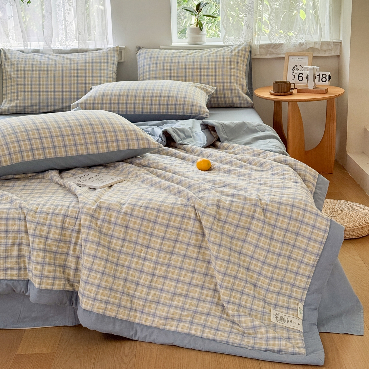 91家纺网 家纺一手货源 找家纺 雯雨家纺 2026新款A类全棉色织里外全棉夏被 米粒兰