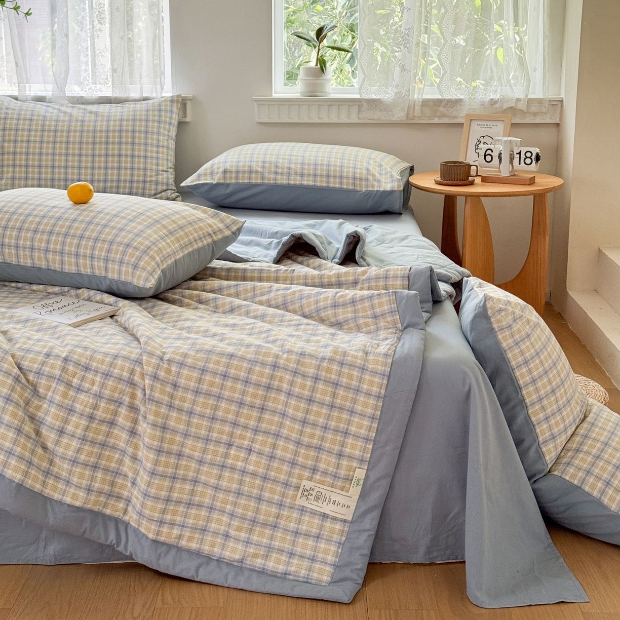 91家纺网 家纺一手货源 找家纺 雯雨家纺 2026新款A类全棉色织里外全棉夏被 米粒兰