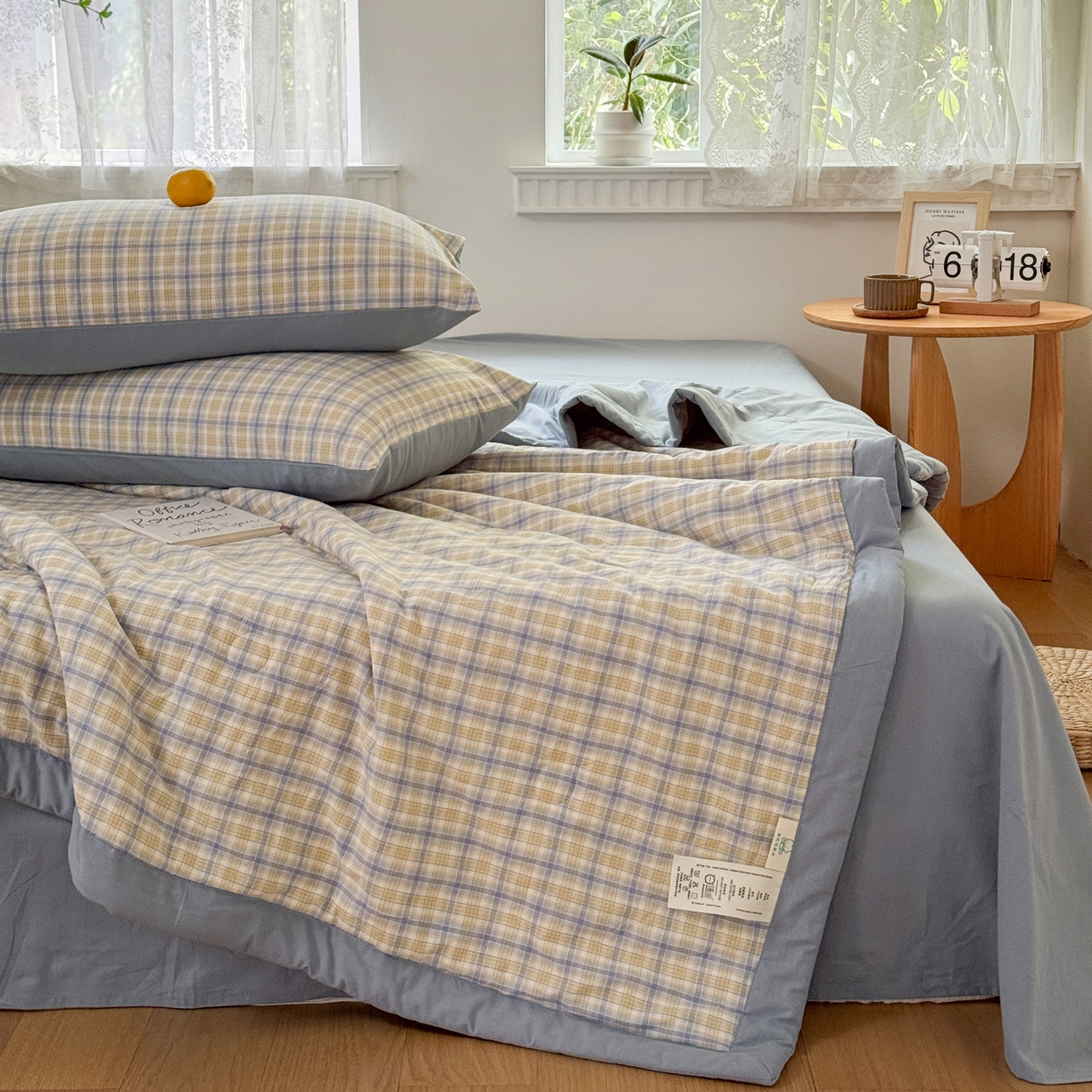 91家纺网 家纺一手货源 找家纺 雯雨家纺 2026新款A类全棉色织里外全棉夏被 米粒兰