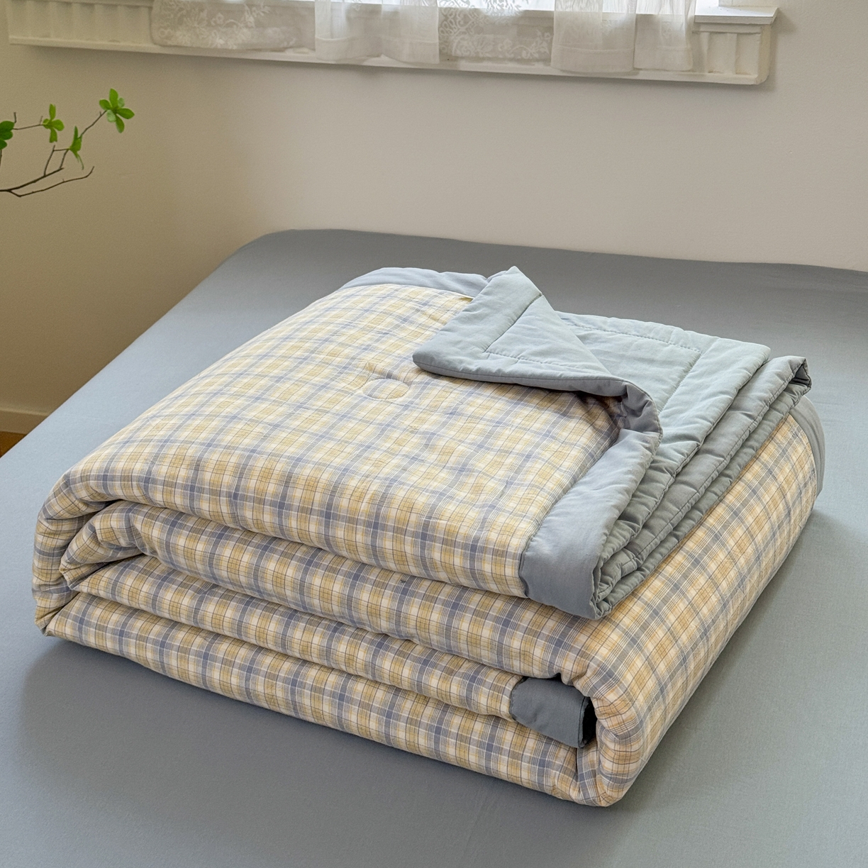 91家纺网 家纺一手货源 找家纺 雯雨家纺 2026新款A类全棉色织里外全棉夏被 米粒兰