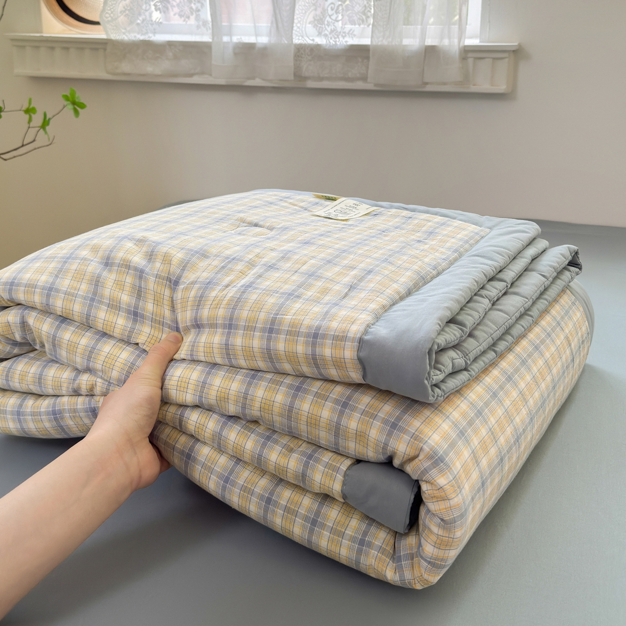 91家纺网 家纺一手货源 找家纺 雯雨家纺 2026新款A类全棉色织里外全棉夏被 米粒兰