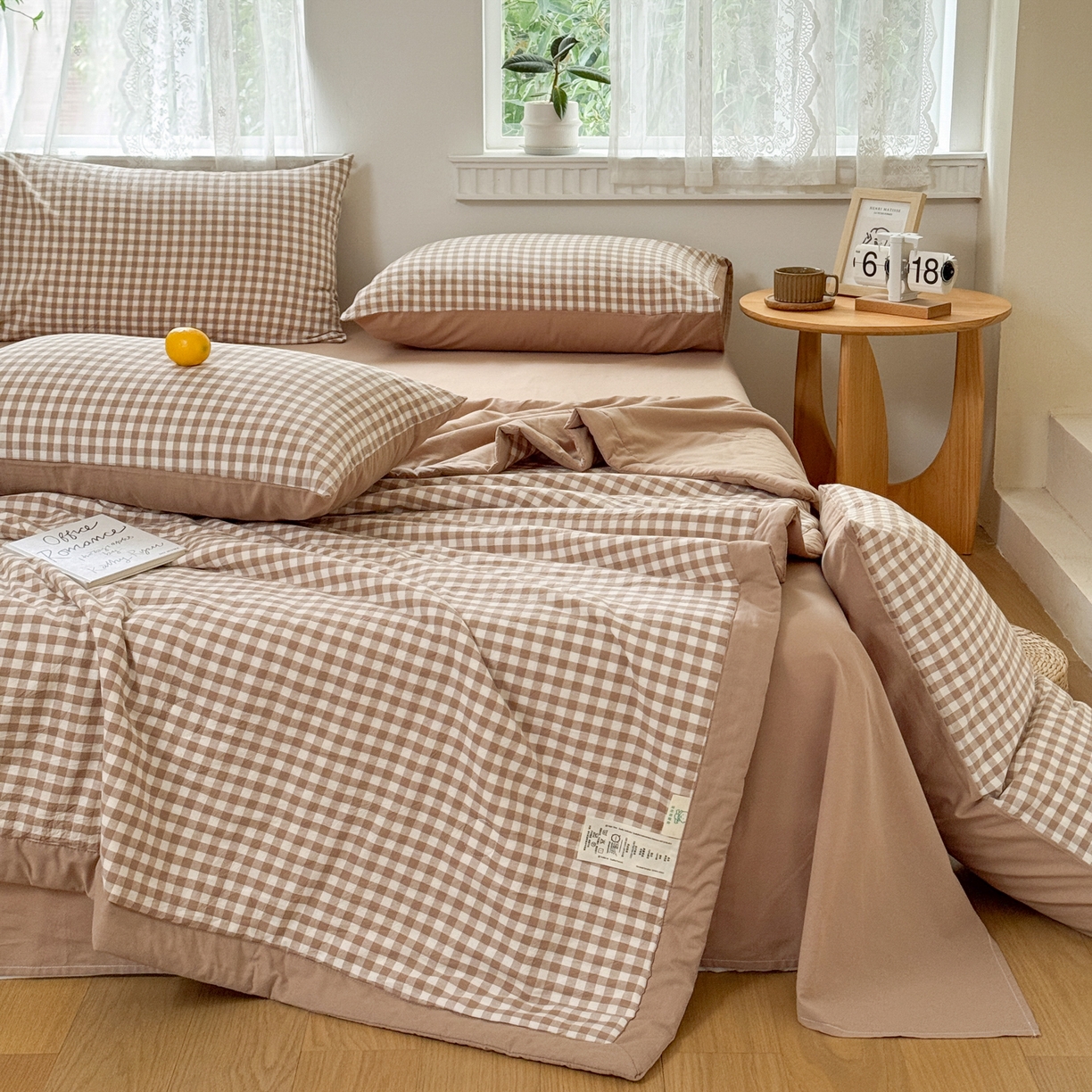 91家纺网 家纺一手货源 找家纺 雯雨家纺 2026新款A类全棉色织里外全棉夏被 米小格