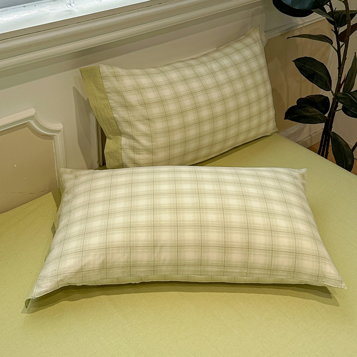 91家纺网 家纺一手货源 找家纺 （总）麦朵家居 2026色织全棉水洗棉四件套暖格系列无印风床笠单被套长绒棉套件