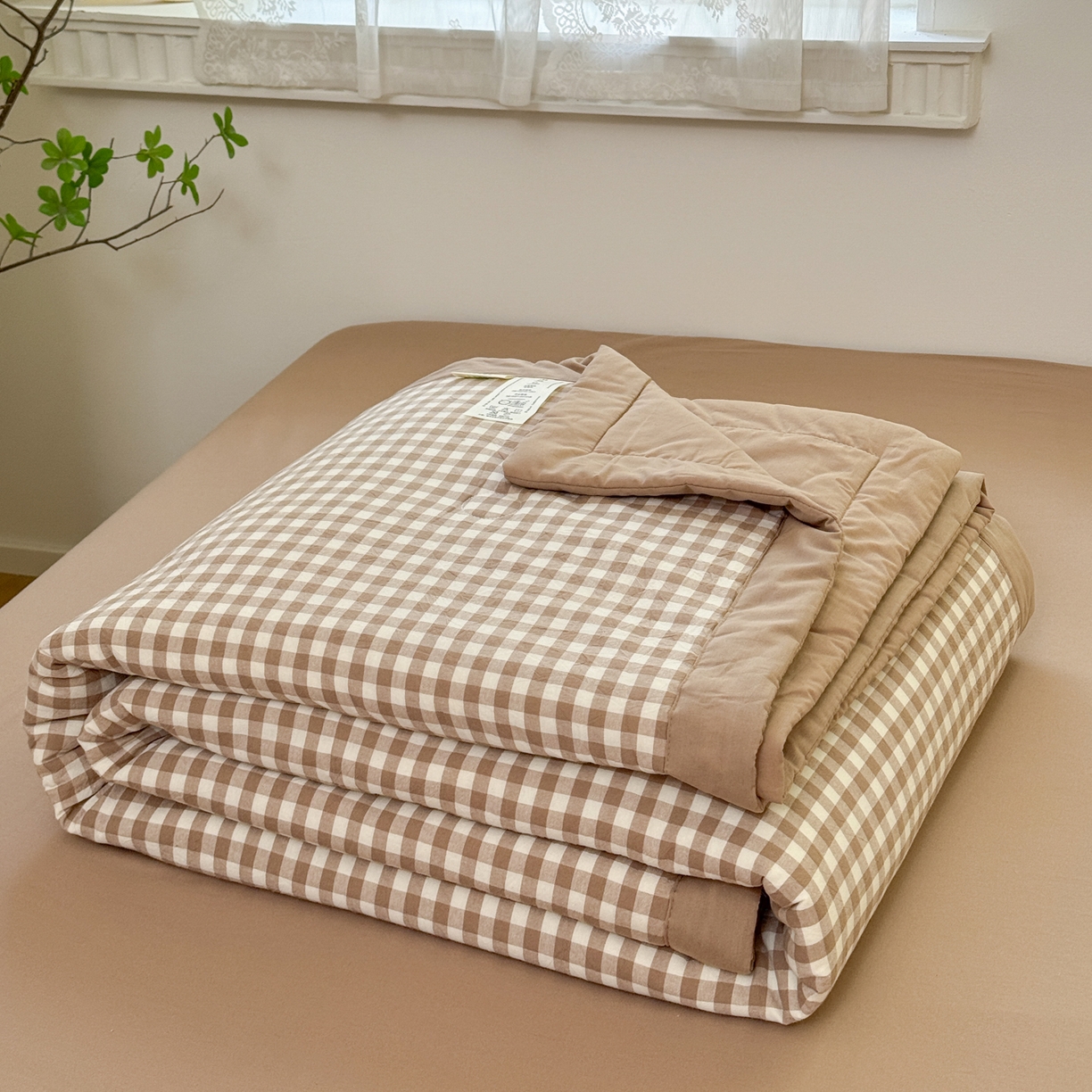 91家纺网 家纺一手货源 找家纺 雯雨家纺 2026新款A类全棉色织里外全棉夏被 米小格