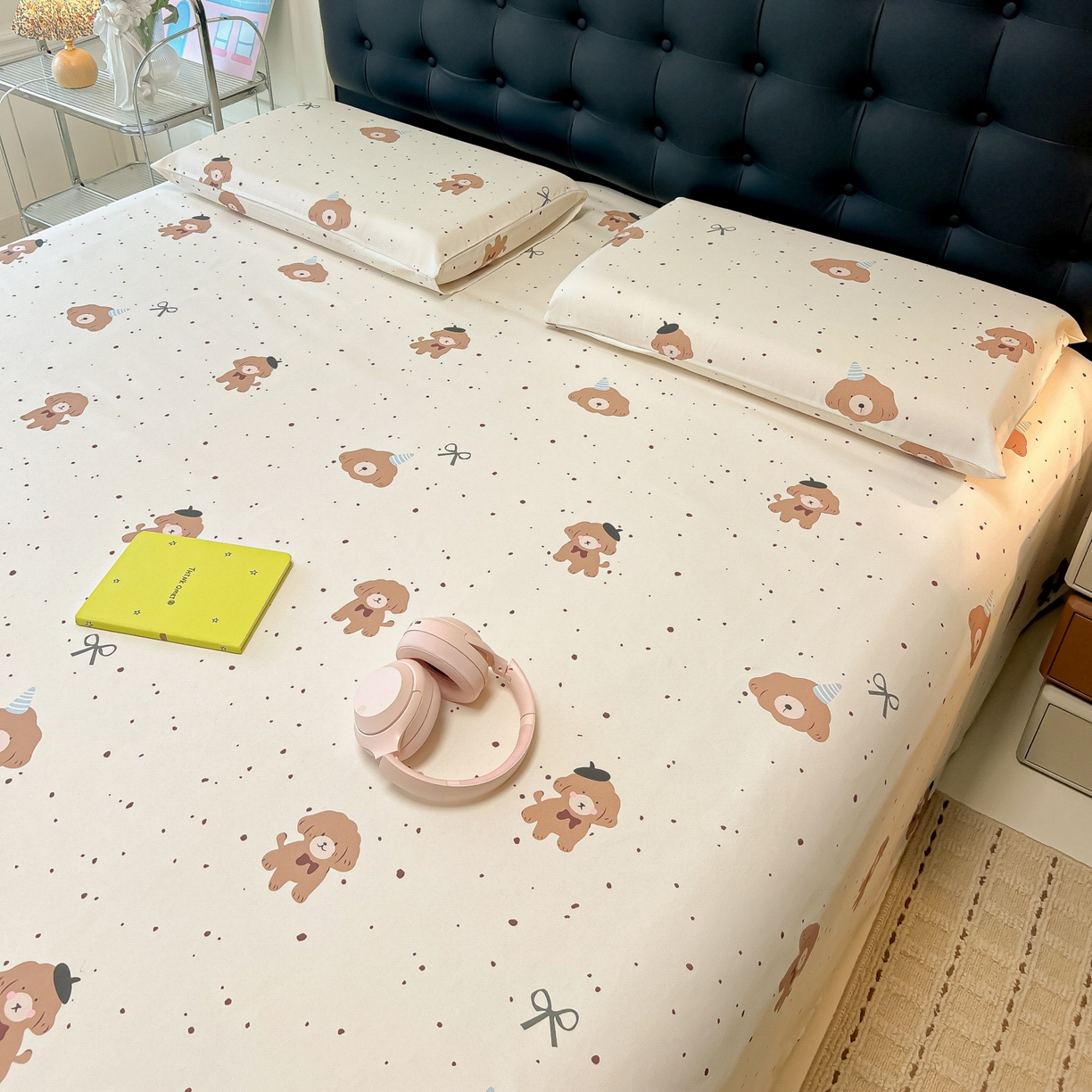 91家纺网 家纺一手货源 找家纺 韩巢家纺 2026新款老粗布床单凉席席子床单单件 萌趣小汪【老粗布】