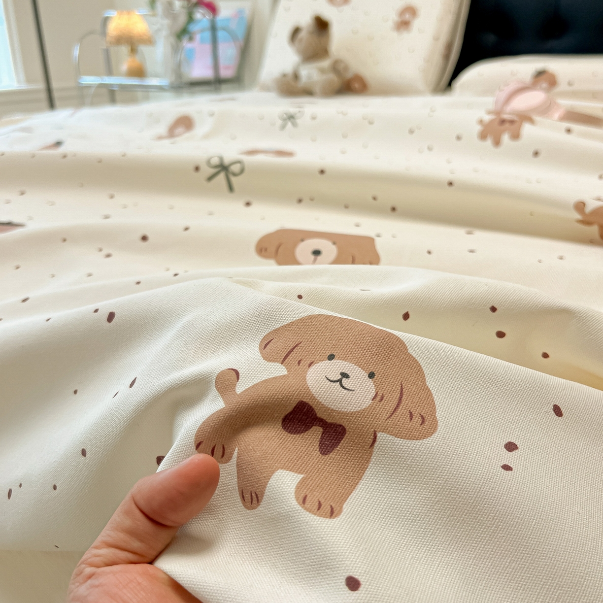 91家纺网 家纺一手货源 找家纺 韩巢家纺 2026新款老粗布床单凉席席子床单单件 萌趣小汪【老粗布】