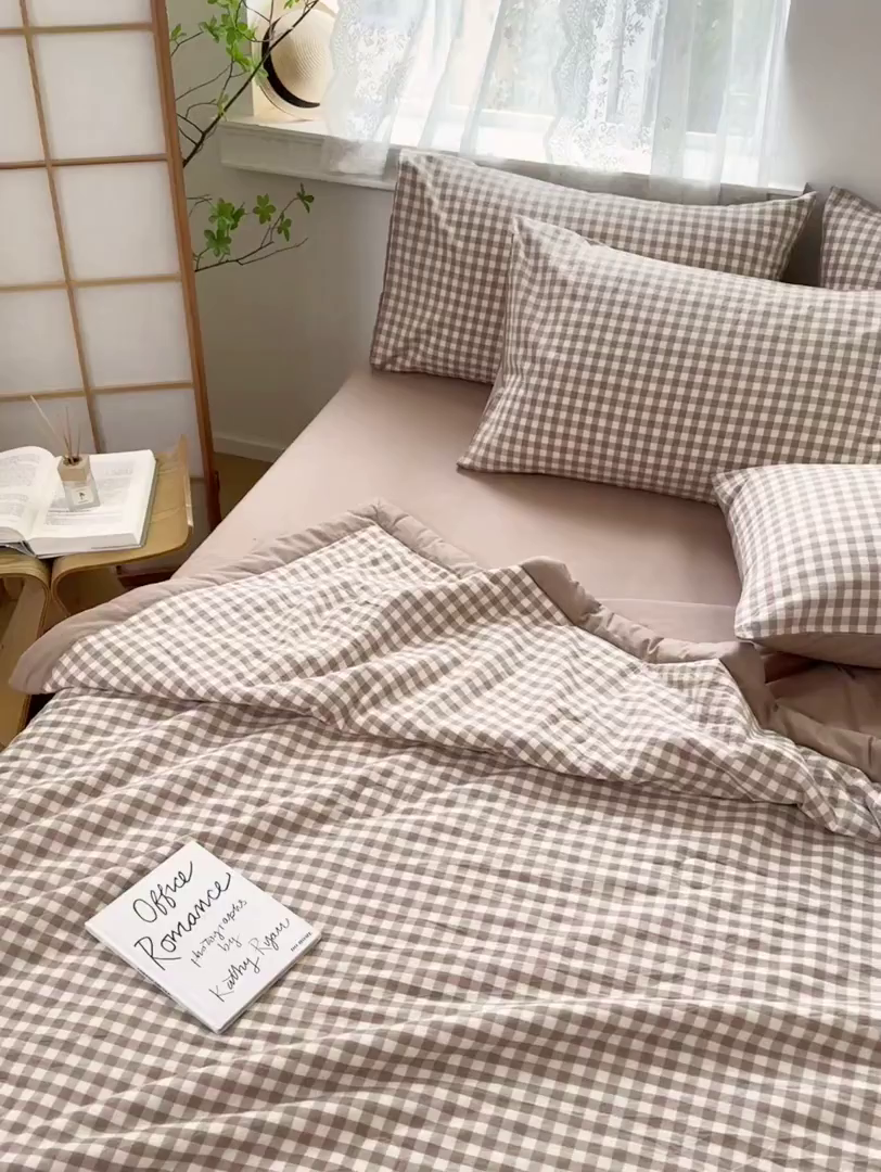 91家纺网 家纺一手货源 找家纺 雯雨家纺 2026新款A类全棉色织里外全棉夏被 米小格