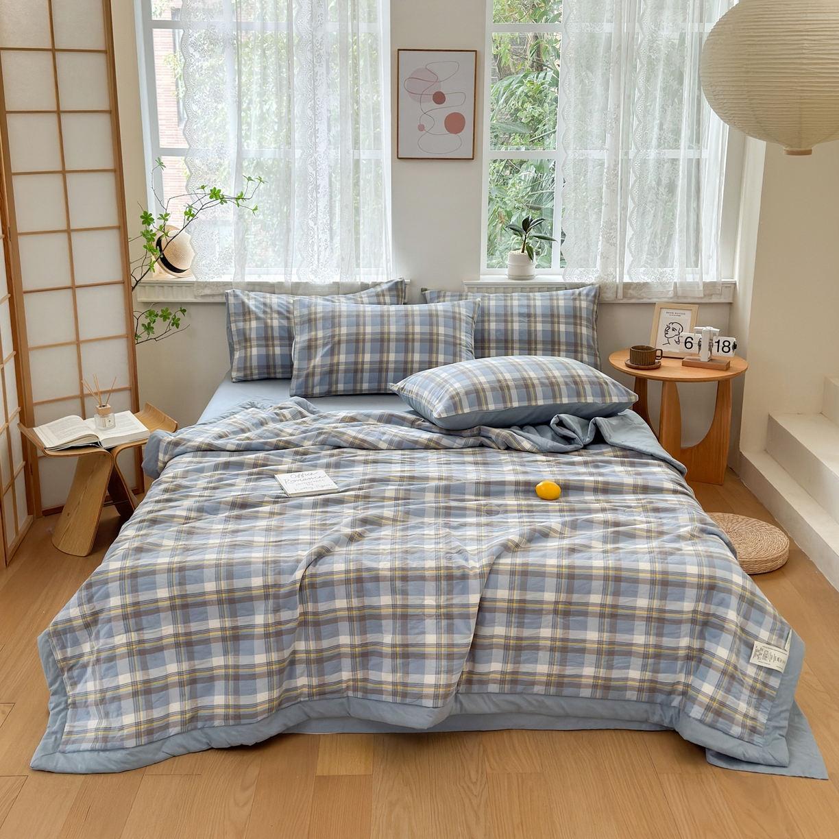 91家纺网 家纺一手货源 找家纺 雯雨家纺 2026新款A类全棉色织里外全棉夏被 莫尼兰