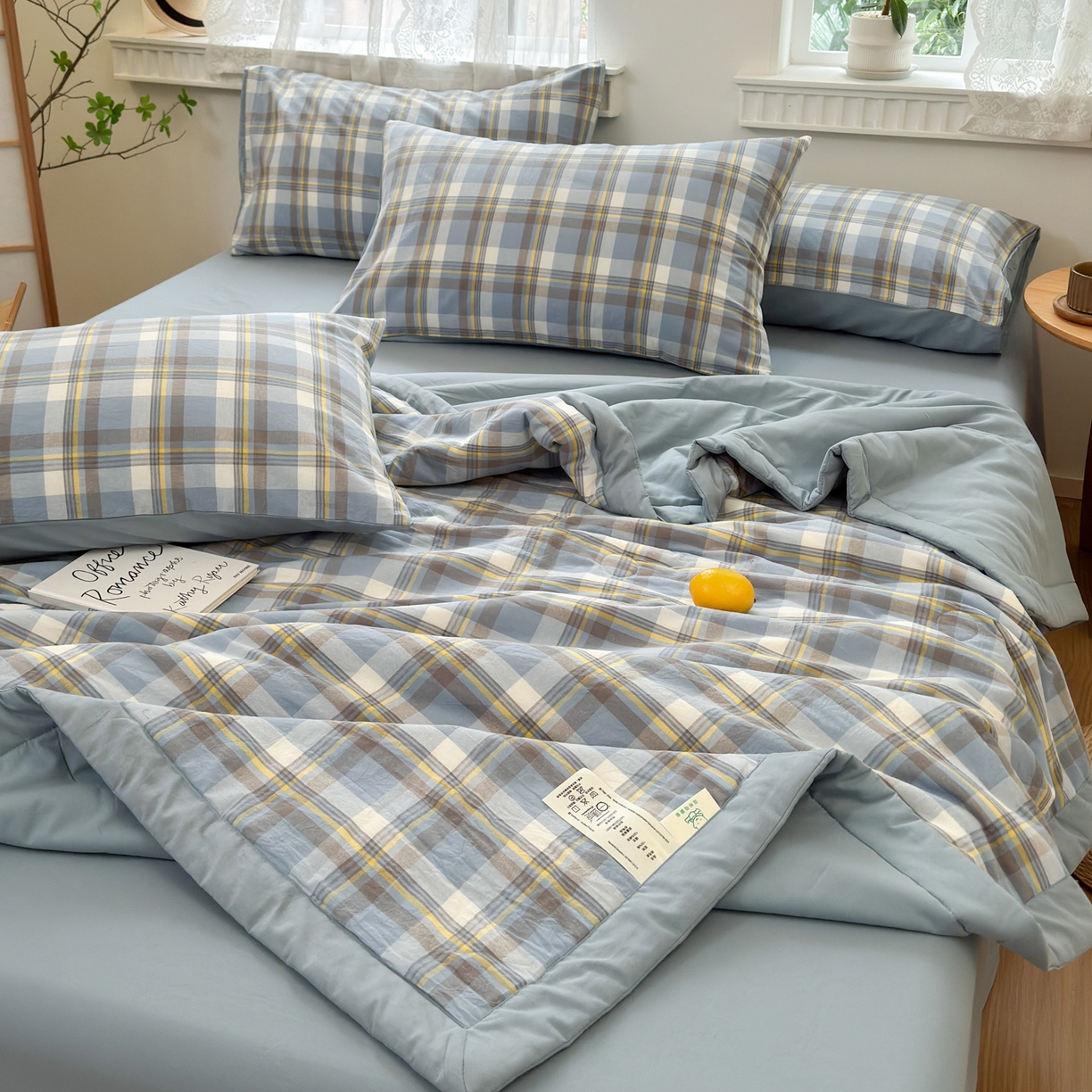 91家纺网 家纺一手货源 找家纺 雯雨家纺 2026新款A类全棉色织里外全棉夏被 莫尼兰