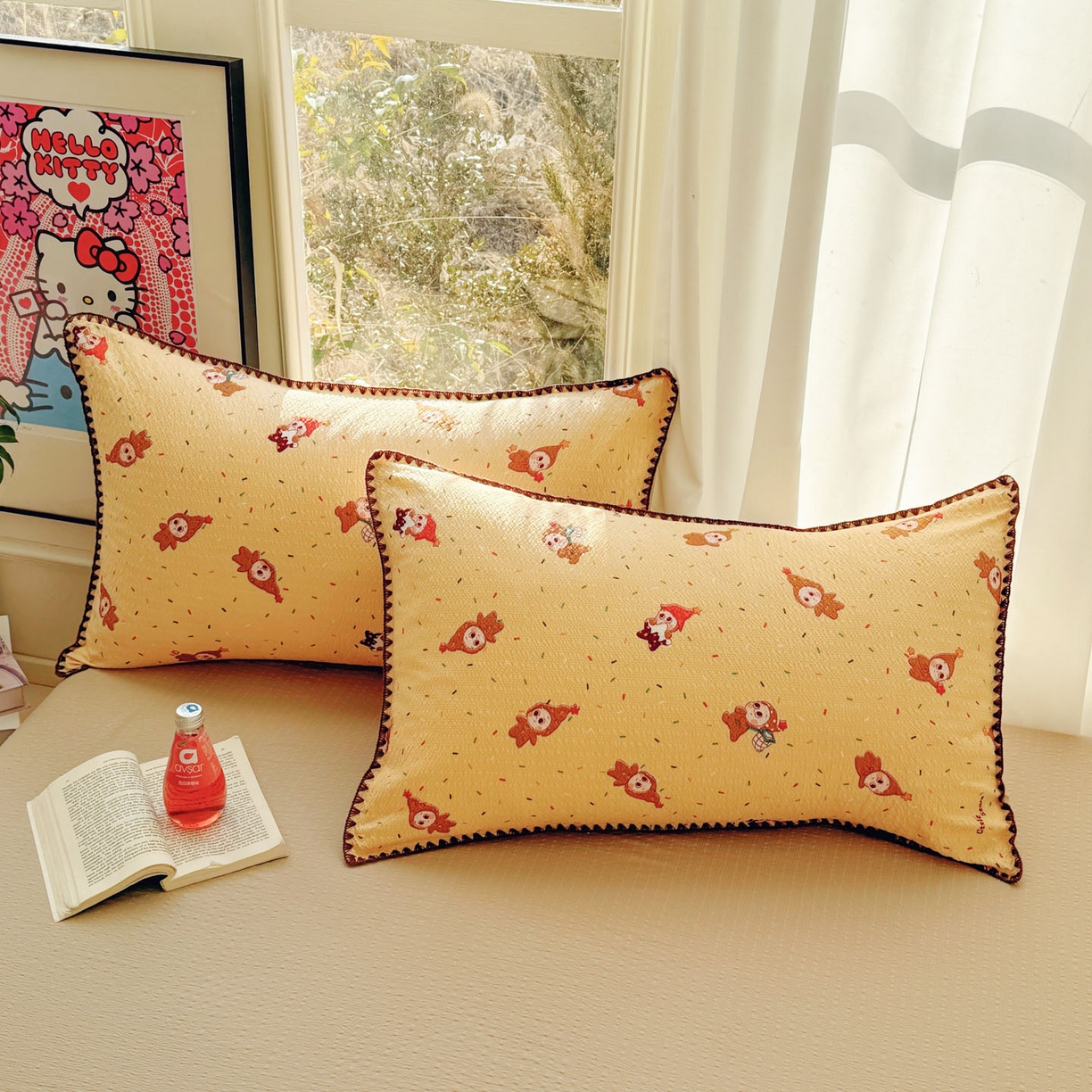 91家纺网 家纺一手货源 找家纺 玉海棠家纺 2026新款高品质A类泡芙纱甜栗贝壳边套件系列-小红书推荐（110g） 甜栗-星星糖豆