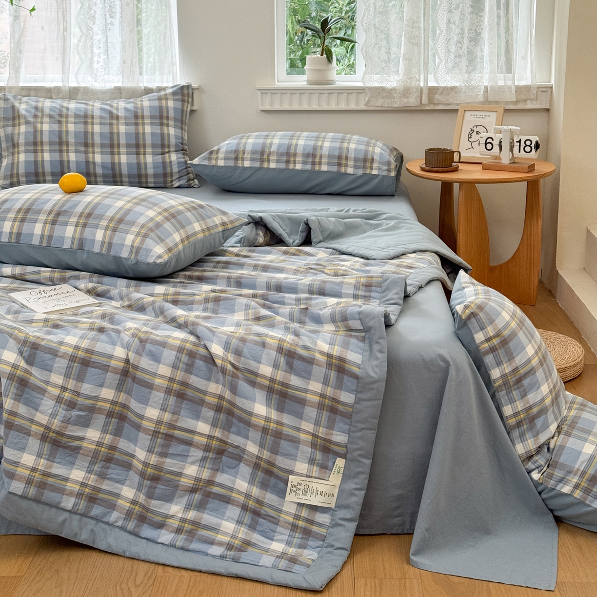 91家纺网 家纺一手货源 找家纺 雯雨家纺 2026新款A类全棉色织里外全棉夏被 莫尼兰