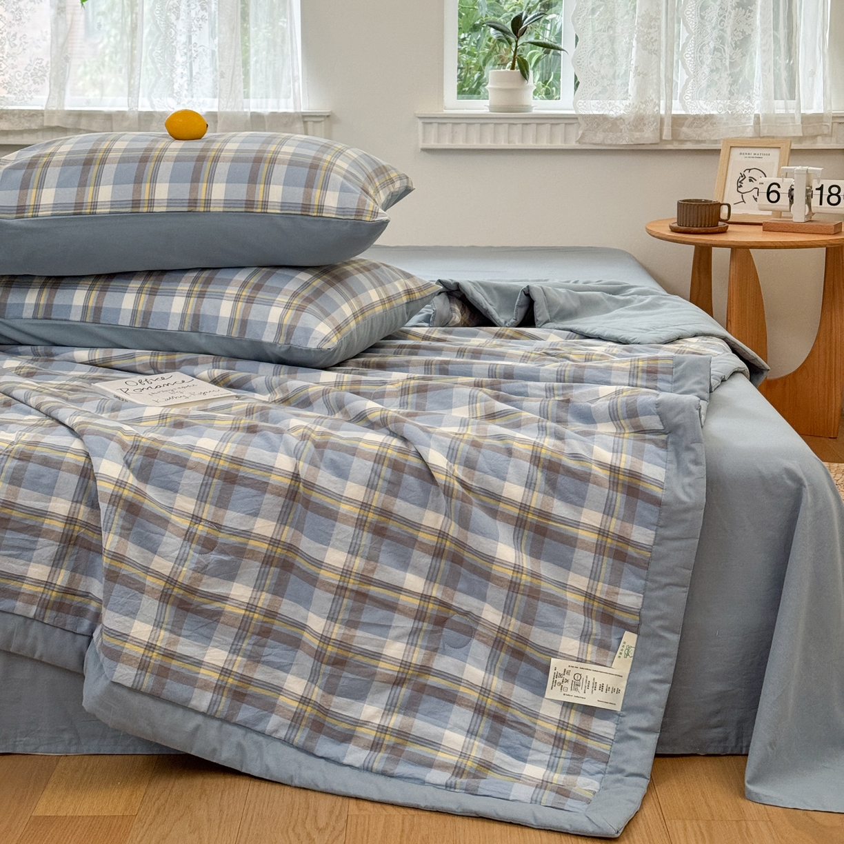 91家纺网 家纺一手货源 找家纺 雯雨家纺 2026新款A类全棉色织里外全棉夏被 莫尼兰